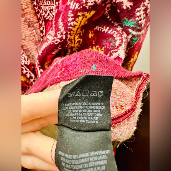 Moth for Anthropologie Berry Multi Floral One-Button, 3/4-Sleeve Cardi, XXS - Picture 7 of 8